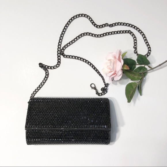Starlet Black Metal Clutch with chain Strap - Picture 1 of 8